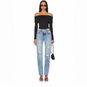 Good American Light Wash Straight Leg Jeans